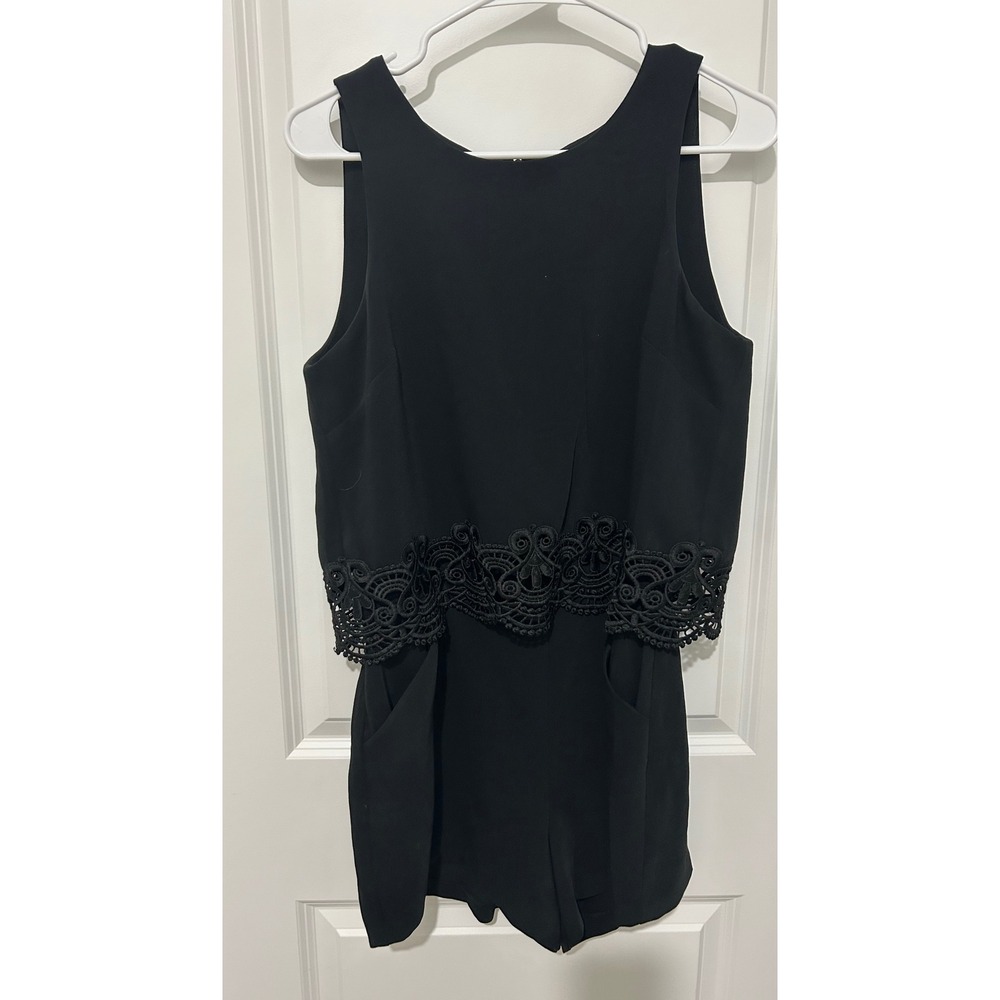 Parker Black Lace Trim Cutout Romper Jumpsuit Womens Size Medium 1 piece